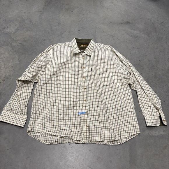 Barbour‎ The Country Shirt Men's Long Sleeve Button Down White Plaid 2XL - Picture 1 of 8